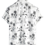 Chemise Aloha à Manches Courtes en Coton avec Motif Tropical d'Ananas et de Palmier pour Hommes
