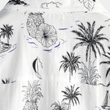 Chemise Aloha à Manches Courtes en Coton avec Motif Tropical d'Ananas et de Palmier pour Hommes