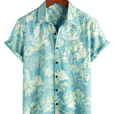 Chemise en coton à manches courtes avec motif floral hawaïen vintage pour hommes
