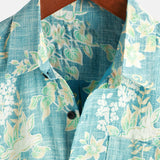 Chemise en coton à manches courtes avec motif floral hawaïen vintage pour hommes
