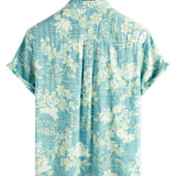 Chemise en coton à manches courtes avec motif floral hawaïen vintage pour hommes
