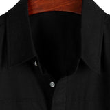 Chemise à Manches Courtes en Coton avec Poches sur la Poitrine en Couleur Unie pour Hommes