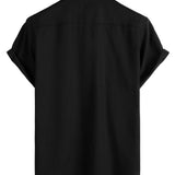 Chemise à Manches Courtes en Coton avec Poches sur la Poitrine en Couleur Unie pour Hommes