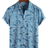 Chemise à Manches Courtes en Coton de Style Hawaïen pour Hommes pour l'Été Ocean Shark