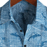 Chemise à Manches Courtes en Coton de Style Hawaïen pour Hommes pour l'Été Ocean Shark