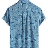 Chemise à Manches Courtes en Coton de Style Hawaïen pour Hommes pour l'Été Ocean Shark