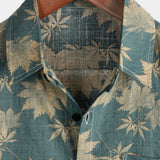 T-shirt d'été pour homme en coton avec motif de feuille d'érable