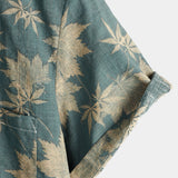 T-shirt d'été pour homme en coton avec motif de feuille d'érable