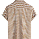 Chemise en Coton pour Homme pour les Vacances à Manches Courtes de Couleur Kaki avec Boutons