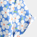 Chemise d'été pour homme en coton à fleurs, décontractée, coupe ajustée, à manches courtes, couleur bleu clair