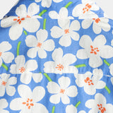 Chemise d'été pour homme en coton à fleurs, décontractée, coupe ajustée, à manches courtes, couleur bleu clair