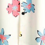Chemise Blanche à Manches Courtes en Coton avec Motif Floral Estival pour Hommes