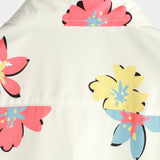 Chemise Blanche à Manches Courtes en Coton avec Motif Floral Estival pour Hommes