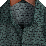 Chemise en Coton pour Hommes pour les Vacances à Manches Courtes Verte avec Boutons
