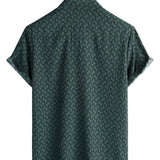 Chemise en Coton pour Hommes pour les Vacances à Manches Courtes Verte avec Boutons