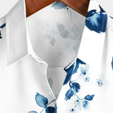 Chemise d'Été Masculine à Motif Floral en Coton à Manches Courtes