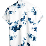 Chemise d'Été Masculine à Motif Floral en Coton à Manches Courtes