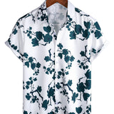 Chemise d'Été Masculine à Motif Floral en Coton à Manches Courtes