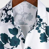 Chemise d'Été Masculine à Motif Floral en Coton à Manches Courtes