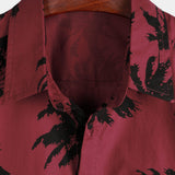 Chemise à Manches Courtes en Coton avec Motif de Palmiers pour Hommes