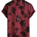 Chemise à Manches Courtes en Coton avec Motif de Palmiers pour Hommes
