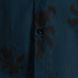 Chemise à manches courtes en coton style hawaïen avec imprimé palmiers pour hommes, bleu marine