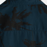 Chemise à manches courtes en coton style hawaïen avec imprimé palmiers pour hommes, bleu marine