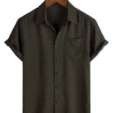 Chemise Rétro à Manches Courtes en Coton avec Boutons Casual pour Hommes
