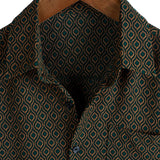 Chemise Rétro à Manches Courtes en Coton avec Boutons Casual pour Hommes