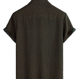 Chemise Rétro à Manches Courtes en Coton avec Boutons Casual pour Hommes