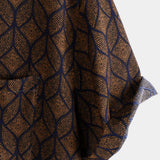 Chemise à Manches Courtes en Coton avec Poche au Motif Géométrique Rétro en Couleur Marron pour Hommes