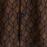 Chemise à Manches Courtes en Coton avec Poche au Motif Géométrique Rétro en Couleur Marron pour Hommes