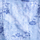 Chemise Rétro en Coton à Manches Courtes avec Motif Floral Bleu pour Hommes