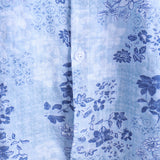 Chemise Rétro en Coton à Manches Courtes avec Motif Floral Bleu pour Hommes