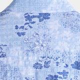 Chemise Rétro en Coton à Manches Courtes avec Motif Floral Bleu pour Hommes