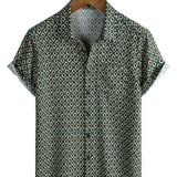 Chemise Casual à Manches Courtes avec Motif Géométrique pour Hommes