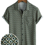Chemise Casual à Manches Courtes avec Motif Géométrique pour Hommes