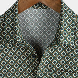 Chemise Casual à Manches Courtes avec Motif Géométrique pour Hommes
