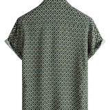 Chemise Casual à Manches Courtes avec Motif Géométrique pour Hommes