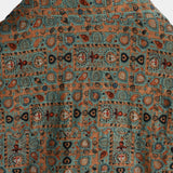 Chemise pour Homme en Coton de Style Vintage avec Motif Paisley des Années 70 avec Boutons Bruns dans un Style Boho Retro Tribal, Manches Courtes