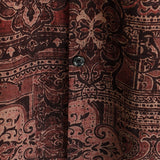 Chemise en Coton pour Homme au Style Rétro avec Motif Floral Paisley, avec Boutons, Vintage, pour les Vacances, Style Occidental, Marron, Manches Courtes