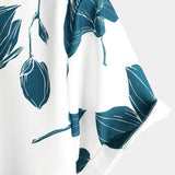Chemise Décontractée en Coton à Fleurs pour Hommes, avec Boutons et Manches Courtes, Idéale pour des Vacances à la Plage