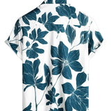 Chemise Décontractée en Coton à Fleurs pour Hommes, avec Boutons et Manches Courtes, Idéale pour des Vacances à la Plage
