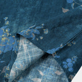 Chemise Casual à Manches Courtes en Coton avec Motif Floral Aquarelle en Couleur Bleue pour Hommes