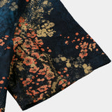 Chemise Casual à Manches Courtes en Coton avec Motif Floral Abstrait de Couleur Marine pour Hommes