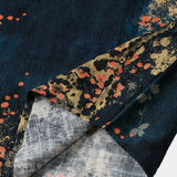Chemise Casual à Manches Courtes en Coton avec Motif Floral Abstrait de Couleur Marine pour Hommes