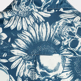 Chemise hawaïenne en coton avec des boutons en forme de crâne de tournesol pour hommes, manches courtes, bleue, rock and roll