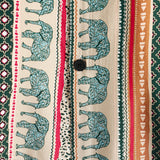 Chemise Verte à Manches Courtes en Coton avec Motif Éléphant à Rayures pour Hommes