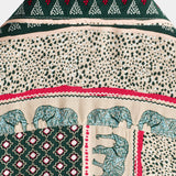 Chemise Verte à Manches Courtes en Coton avec Motif Éléphant à Rayures pour Hommes