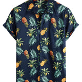 Chemise Hawaïenne à Manches Courtes en Coton avec Motif Ananas pour Hommes
